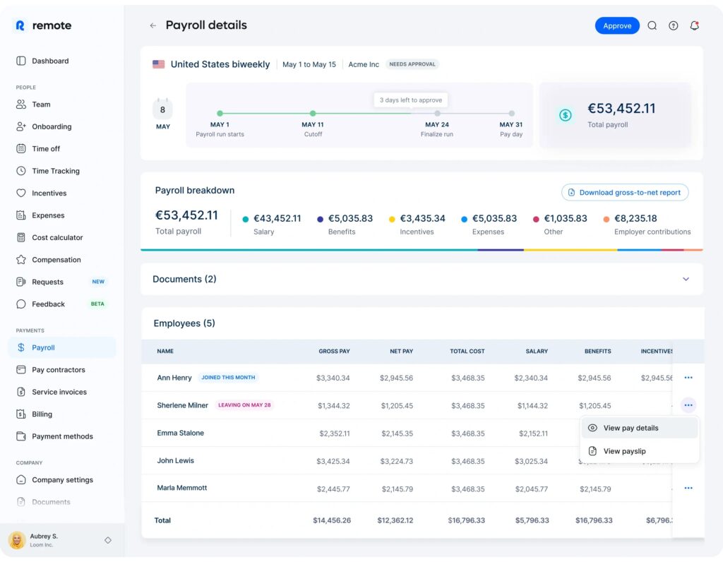 Remote's global payroll platform